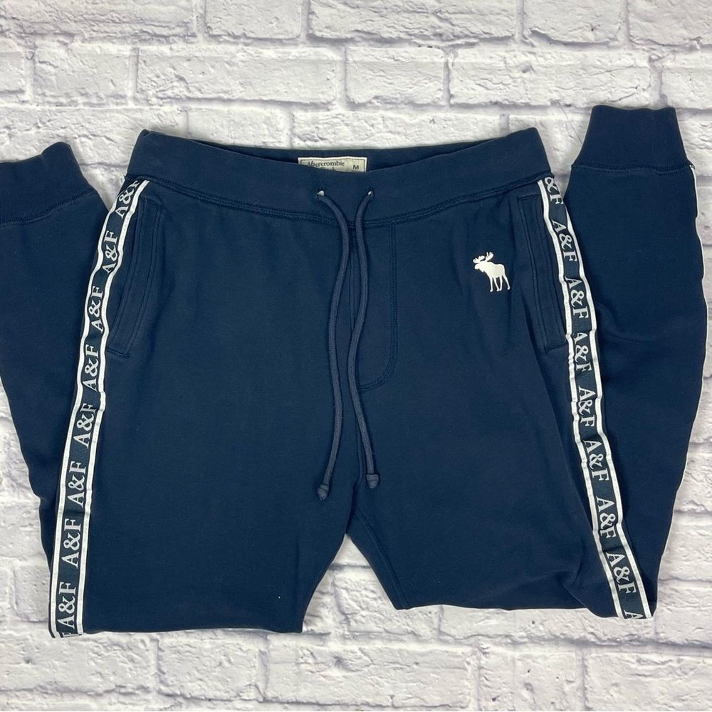 Abercrombie & Fitch Navy Blue Logo Tape Joggers